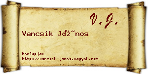 Vancsik János névjegykártya